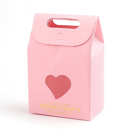Rectangle Paper Bags with Handle and Clear Heart Shape Display Window CON-D006-01A-04-1
