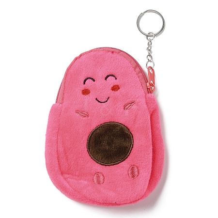 Cartoon Style Smiling Avocado Fluffy Cloth Wallets AJEW-I066-01B-1