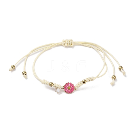 Sunflower Alloy Enamel Charms Braided Bracelets BJEW-A016-02-1