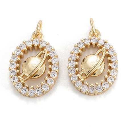 Brass Micro Pave Clear Cubic Zirconia Pendants ZIRC-M115-16G-1