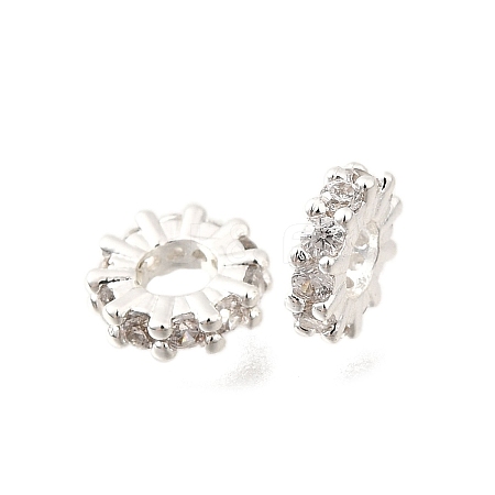 Brass Micro Pave Clear Cubic Zirconia Beads KK-K300-02B-S-1