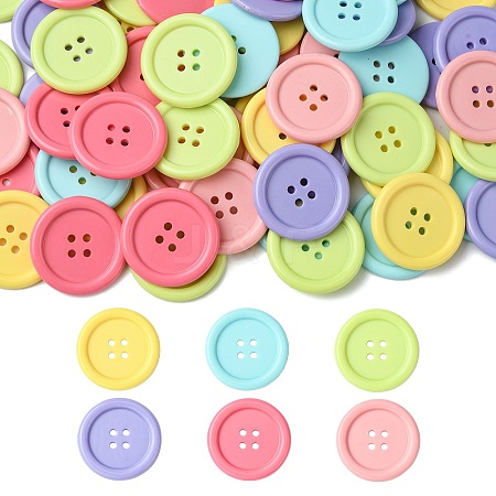60Pcs 6 Colors Acrylic Buttons BUTT-CJ0001-03-1