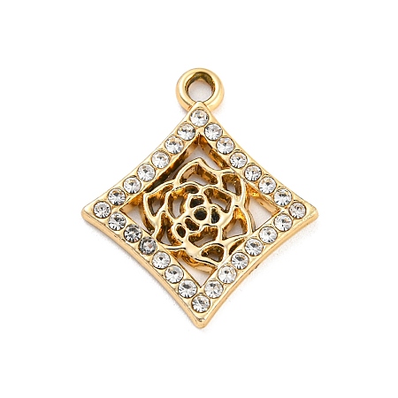 UV Plating Alloy Rhinestone Pendants PALLOY-D026-09G-1