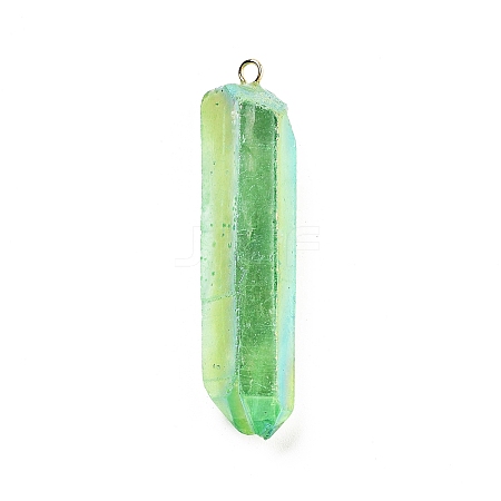 Electroplated Natural Quartz Pendants G-P315-B01-03G-1