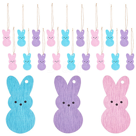 Olycraft 3 Bags 3 Colors Easter Theme Wooden Pendant Decorations HJEW-OC0001-32-1