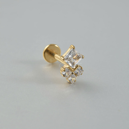 Rhombus Titanium Alloy Pave Clear Cubic Zirconia Cartilage Earrings FS-WGE002F-01-1