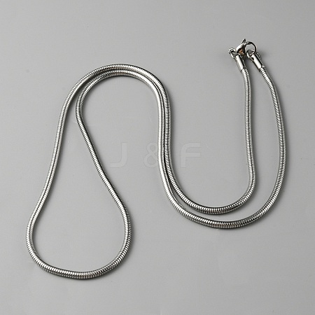 Stainless Steel Round Snake Chain Necklace for Men Women NJEW-TAC0007-14-1