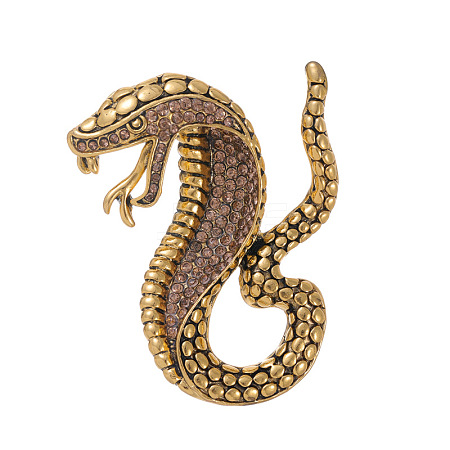 Snake Alloy Rhinestone Brooch Pin JEWB-Z031-03AG-1