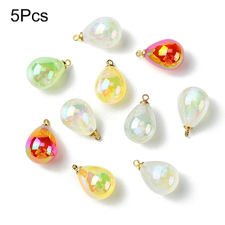 5Pcs UV Plating Acrylic Pendants FIND-YW0007-41-1