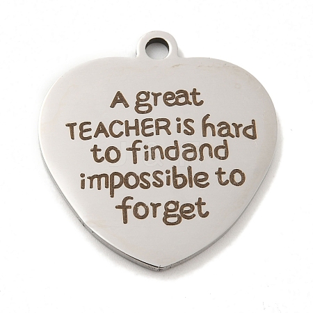 Non-Tarnish Teachers' Day 201 Stainless Steel Pendants STAS-L079-23P-04-1