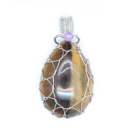 Natural Tiger Eye Pendants PW-WG69173-06-1