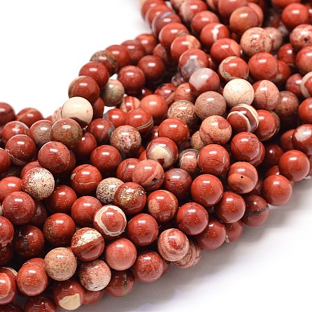 Natural Red Jasper Beads Strands G-P075-56-6mm-1