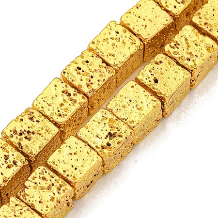 Electroplated Natural Lava Rock Beads Strands G-E602-03C-B-1