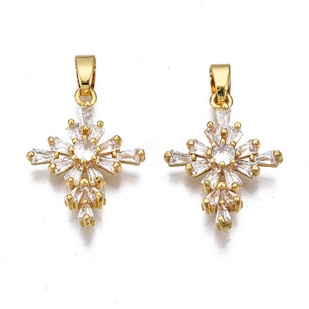 Brass Micro Pave clear Cubic Zirconia Pendants ZIRC-N039-171-NF-1