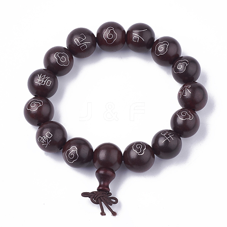 Wood Mala Bead Bracelets BJEW-S140-01A-1