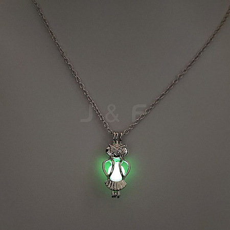 Alloy with Luminous Resin Bead Inside Pendant Necklaces for Women Men FS-WG4D5C2-03-1