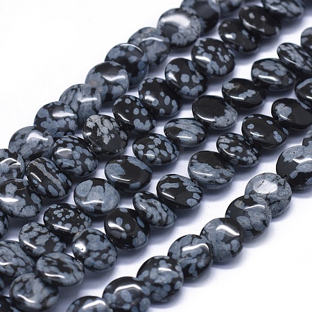 Natural Snowflake Obsidian Beads Strands G-K293-E12-E-1