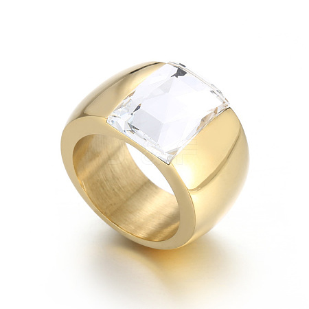 304 Stainless Steel & Glass Finger Rings FS-WGBA2F3-01-1