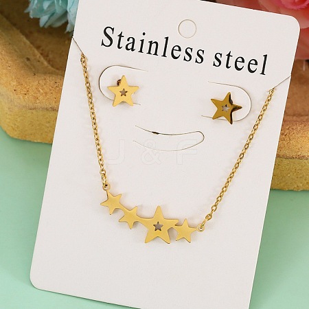 Stainless Steel Pendant Necklaces & Stud Earrings Sets FS-WG1A0DB-01-1