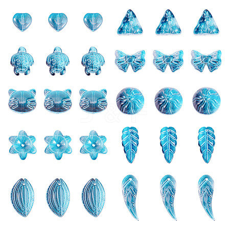 64Pcs Gradient Color Transparent Glass Beads GLAA-TA0003-48D-1