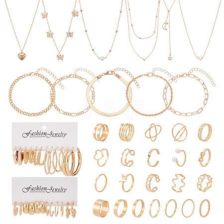 1 Bag Iron with Alloy Hoop Earrings & Stud Earrings & Pendant Necklaces & Rings & Bracelets SJEW-UN0001-20-1