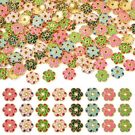 160Pcs 8 Colors Alloy Enamel Bead Caps FIND-TA0008-38-1