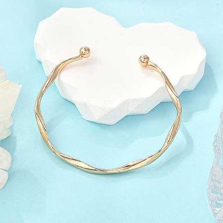 Wave Alloy Cuff Bangles BJEW-L701-04G-1