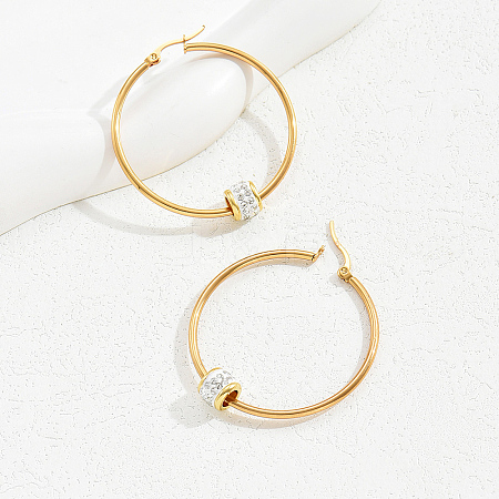 Elegant Geometric Stainless Steel Earrings with 18K Gold Plating for Women HR2643-1