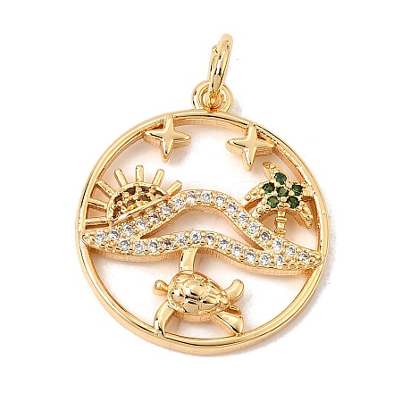 Brass Micro Pave Green Cubic Zirconia Pendants CU-CBA6344-06G-1
