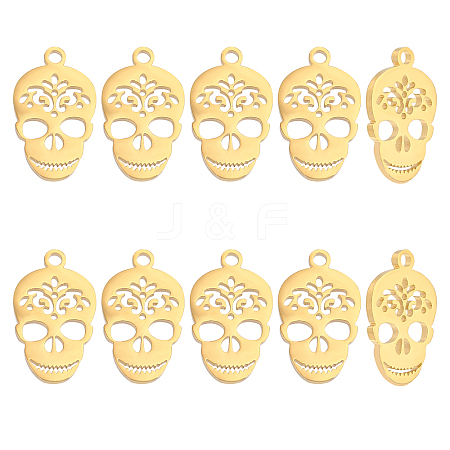 10Pcs 201 Stainless Steel Pendants STAS-UN0030-52-1