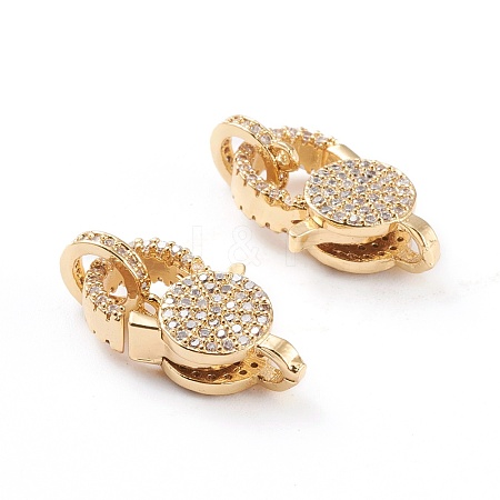 Brass Micro Pave Clear Cubic Zirconia Lobster Claw Clasp ZIRC-I043-33G-01-1