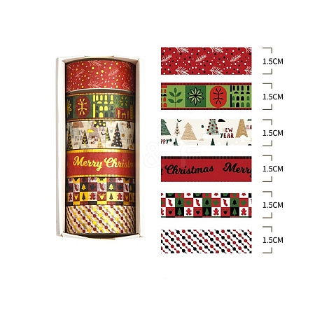 6 Rolls Christmas Paper Decorative Paper Tapes Set STIC-H002-09C-1