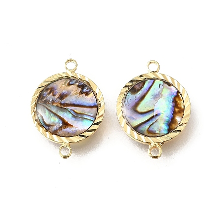 Brass Pave Natural Paua Shell Connector Charms LS-KK-E794-01G-04-1