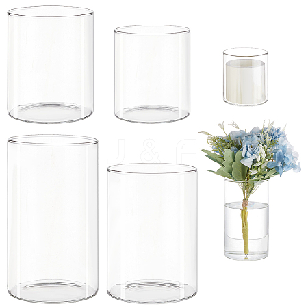 BENECREAT 4Pcs 4 Style High Borosilicate Straight Plants Propagation Vase GLAA-BC0001-27-1