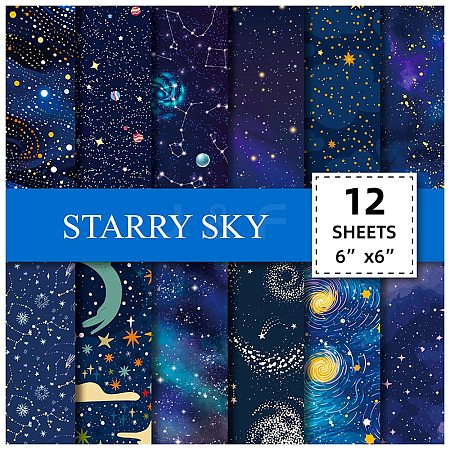 12Pcs Star & Planet & Constellation Theme Scrapbook Paper Pads PW-WGFA888-01-1