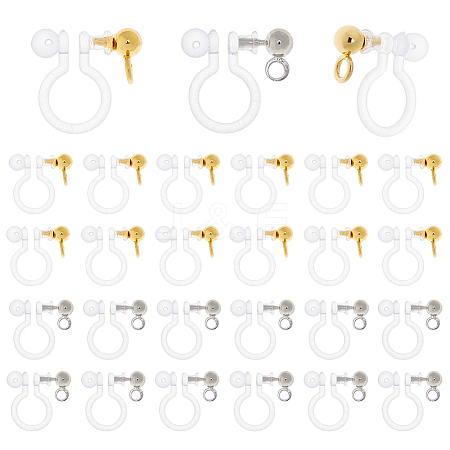 28Pcs 2 Colors 201 Stainless Steel Clip-on Earring Settings STAS-DC0016-90-1