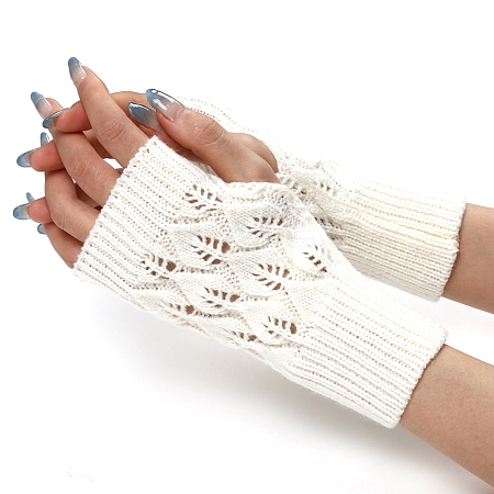Warm Knitted Acrylic Fiber Half Sleeve Gloves PW-WGFF8D0-03-1