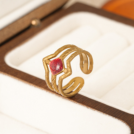 304 Stainless Steel Enamel Cuff Open Rings WG5FBDE-01-1
