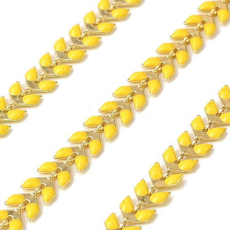 Brass Enamel Leaf Link Chains CHC-F021-02G-05-1