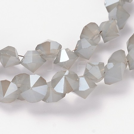 Pearl Luster Plated Diamond Shape Glass Bead Strands EGLA-J100-PL11-1