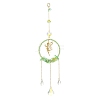 Teardrop Flower Glass & Acrylic Beads Suncatcher with 201 Stainless Steel Fairy Pendants HJEW-JM04988-01-1