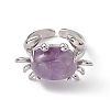 Natural Amethyst Crab Open Cuff Ring RJEW-I090-01P-10-2