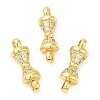 Rack Plating Brass Pave Clear Cubic Zirconia Connector Charms KK-Z028-06G-1