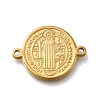 304 Stainless Steel Saint Benedict Medal Cross Connector Charms X-STAS-C119-12G-1