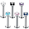 Square 304 Stainless Steel Cubic Zirconia 15 Gauge Threadless Labrets for Women Men FS-WG03966-05-1