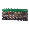 4Pcs Constellation 8mm Round Natural Gray Agate & Green Aventurine & Indian Agate & Black Onyx(Dyed & Heated) Beaded Stretch Bracelets for Women BJEW-JB10632-1