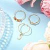 3Pcs Copper Wire Wrapped Natural Carnelian Faceted Round Bead Finger Rings for Women RJEW-JR00887-01-2