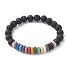 Dyed Colorful Natural Lava Rock & Rhinestone Beaded Stretch Bracelets for Women BJEW-JB09668-01-1