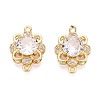Brass Pave Clear Cubic Zirconia Connector Charms KK-N284-20G-1