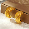 Stylish Stainless Steel Striped C-Shaped Stud Earrings for Women's Daily Wear CD0709-2